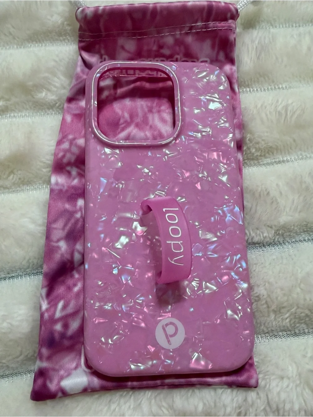 Loopy Case Pink Shimmer Phone Case with Loop Strap